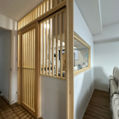 パイン材の特注猫柵